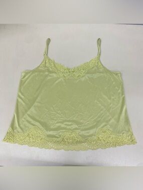 Worthington Pale Lime Satin Cami with Lace